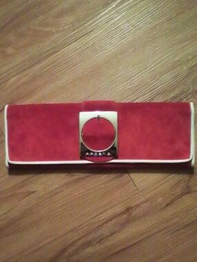 Ardene Silver Satin Zip Pouch with Black Label